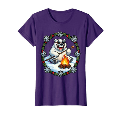 Polar Bear Sunglasses Roasting Marshmallow Christmas T-Shirt