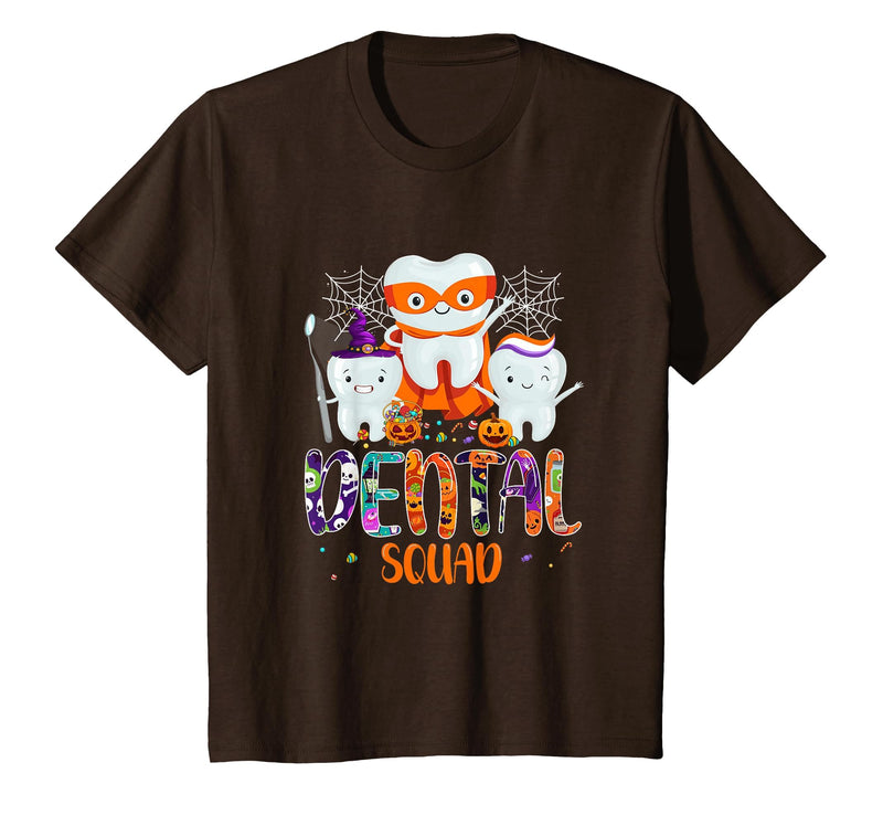 Dental Squad Trick Or Teeth Dentist Halloween Dental Squad Funny Trick Or Teeth Dentist Halloween Ghost T-Shirt - Brown