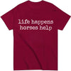 Nusyouc Life Happens Horses Help Equestrian T-Shirt Vintage Horse Lover T Shirt Tops - Claret