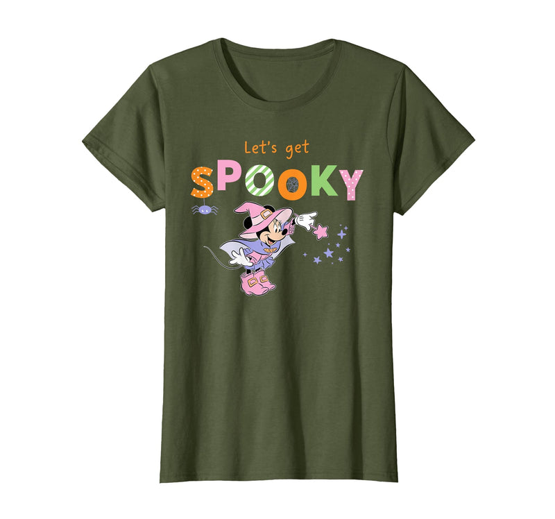 Disney Minnie Mouse Let's Get Spooky Cute Halloween Witch T-Shirt - Olive Green