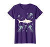 Mademark Shark Swimming Through a Jellyfish Field T-Shirt - Purple