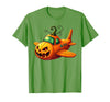 Funny Halloween Airplane Costume for Kid Boy Funny Airplane Pumpkin Pilot Lovers Halloween Mens Boys Kids T-Shirt - Grass