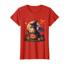 Halloween Dragons Fantasy Spooky Witchy Cute Halloween Dragon Witch Hat Pumpkin Moon Fantasy T-Shirt - Red
