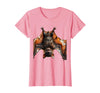 Mademark Grinning Bat Upside Down Rabies Humor Graphic T-Shirt - Pink