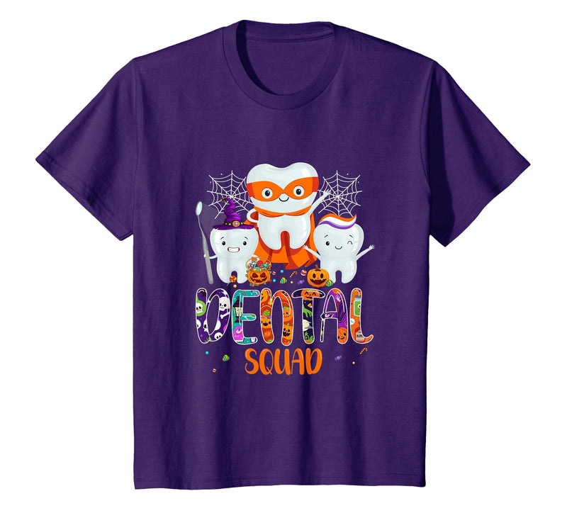 Dental Squad Trick Or Teeth Dentist Halloween Dental Squad Funny Trick Or Teeth Dentist Halloween Ghost T-Shirt - Purple