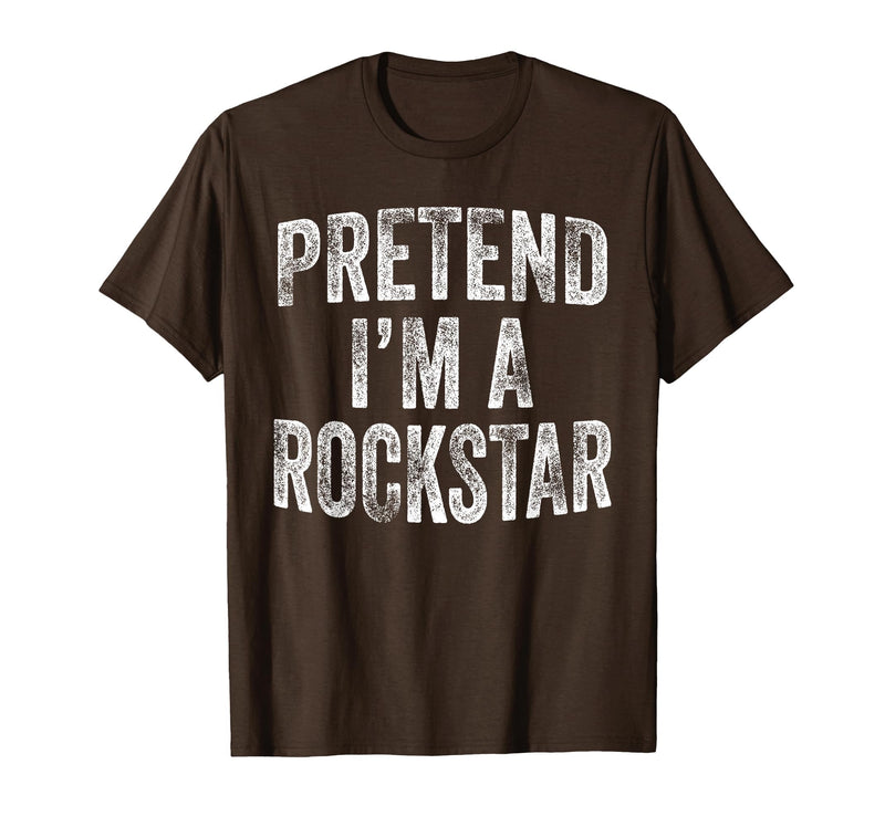 Funny Halloween Party Matching Family Costumes Tee Pretend I'm A Rockstar Costume Family Halloween Rock Star T-Shirt - Brown