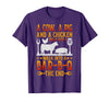 Cow A Pig And A Chicken gift idea A Cow A Pig and A Chicken Walk Into A BBQ The End Barbecue T-Shirt - Purple