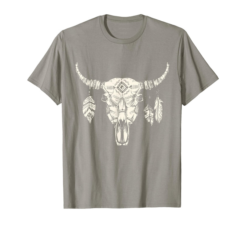Buffalo Animals Gift Idea Bison Buffalo Skull Animal Design T-Shirt - Slate Grey