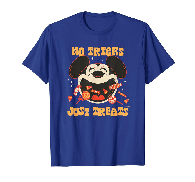 Disney Mickey Mouse Halloween Candy No Tricks Just Treats T-Shirt - Royal Blue