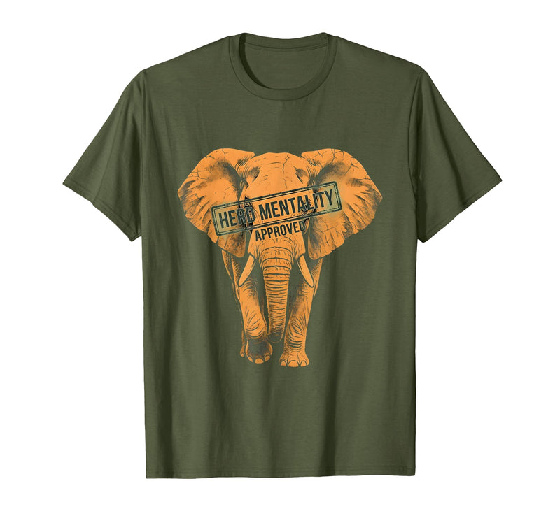 Mademark Herd Mentality Approved Elephant Design T-Shirt - Men - Olive Green