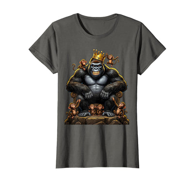 King Gorilla Dad Surrounded by Little Monkeys T-Shirt - Women