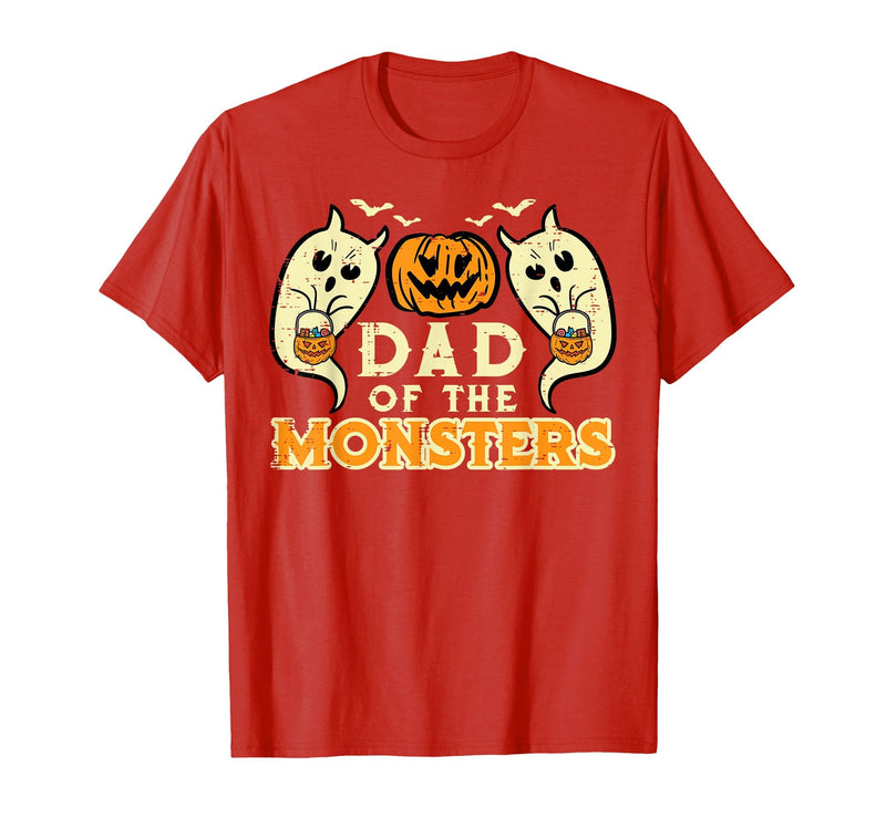 Mens Halloween Shirts For Dad Daddy Papa Men Halloween Dad of Monsters Funny Family Costume Papa Daddy T-Shirt - Red