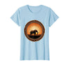 Mademark Elephant Silhouette Glowing Safari Sunset T-Shirt - Women - Baby Blue