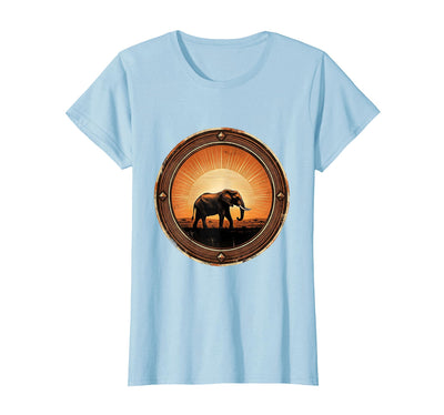 Mademark Elephant Silhouette Glowing Safari Sunset T-Shirt - Women