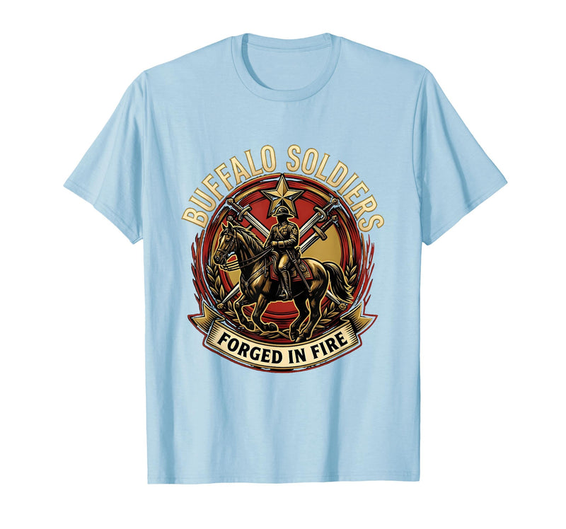 Mademark Buffalo Soldiers Forged in Fire Military Tribute T-Shirt - Baby Blue
