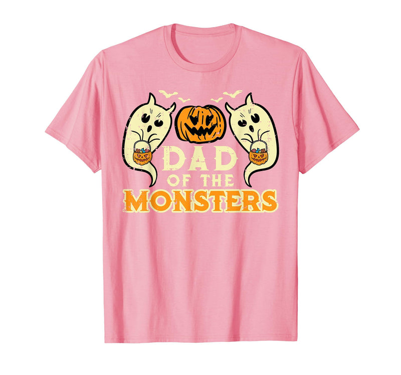 Mens Halloween Shirts For Dad Daddy Papa Men Halloween Dad of Monsters Funny Family Costume Papa Daddy T-Shirt - Pink