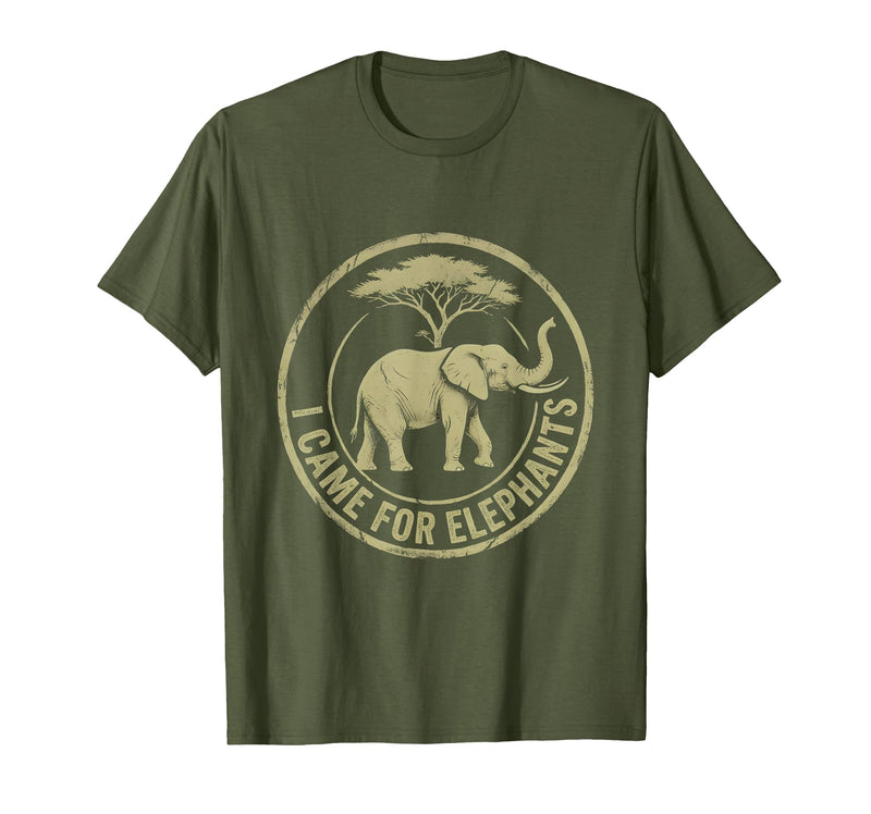 Mademark I Came For Elephants Safari Women Design T-Shirt - Men - Olive Green