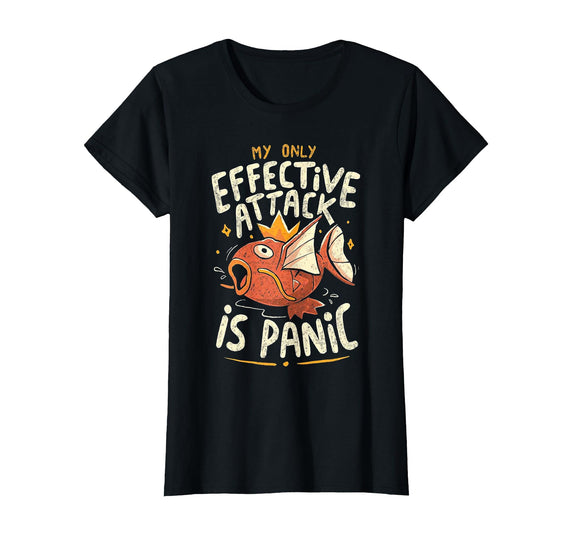 Funny My Only Effective Attack Is Panic Tee Shirt Fish My Only Effective Attack is Panic T-Shirt - Black
