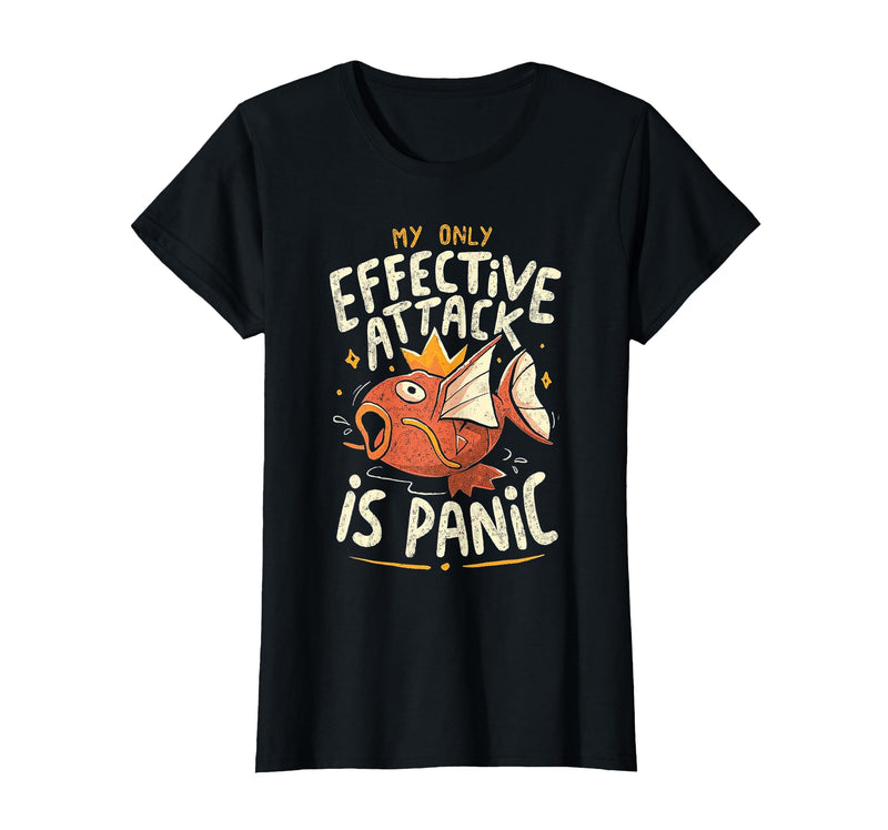 Funny My Only Effective Attack Is Panic Tee Shirt Fish My Only Effective Attack is Panic T-Shirt - Black