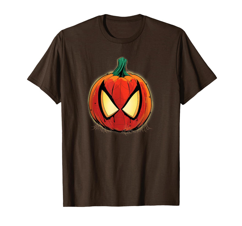 Marvel Spider-Man Halloween Spooky Pumpkin Jack-o'-Lantern T-Shirt - Brown