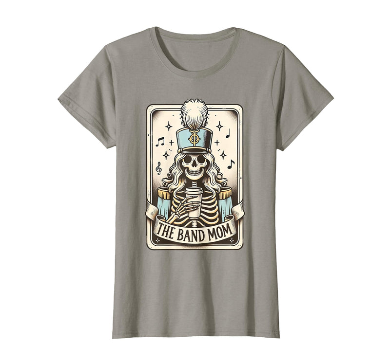 Marching Band Mom Tarot Card Skeleton Halloween Marching Band Mom Tarot Card Skeleton Mom Musical Instrument T-Shirt - Slate