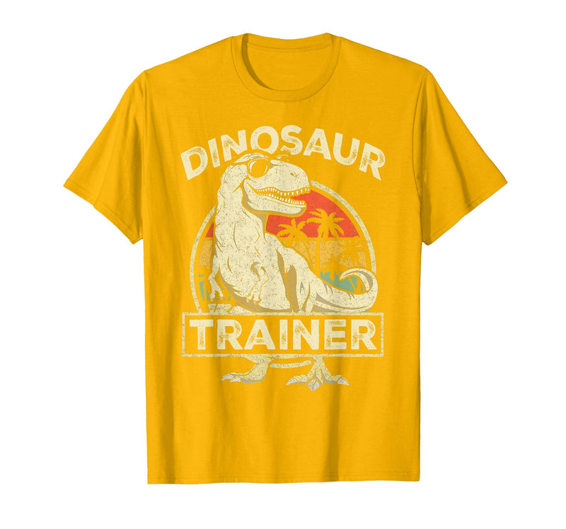 Dinosaur Trainer Halloween Vintage Dinosaur Trainer Halloween Costume Retro Dino Outline T-Shirt - Golden Yellow