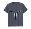 Cow skull USA Flag Bull Skull American Flag Cow Skull Western Graphic Wild West T-Shirt - Heather Blue