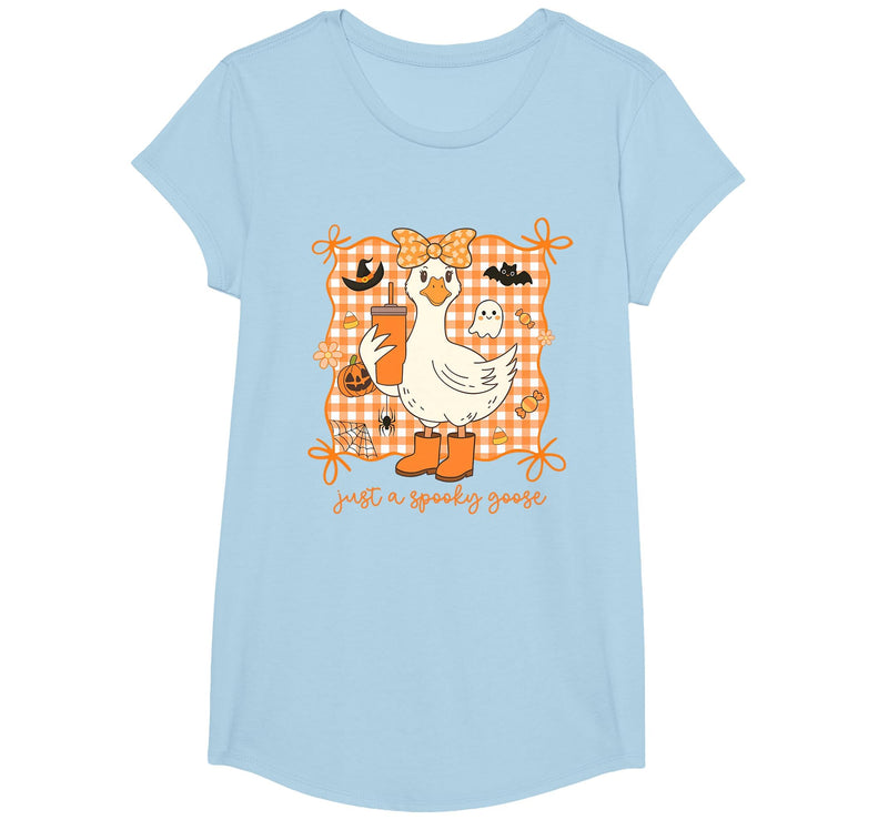 Just A Spooky Goose Halloween Goose Just A Spooky Goose Halloween Silly Goose Funny Halloween T-Shirt - Baby Blue