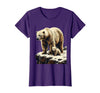 Mademark Mama Polar Bear and Cub Snowy Cliff Illustration T-Shirt - Purple