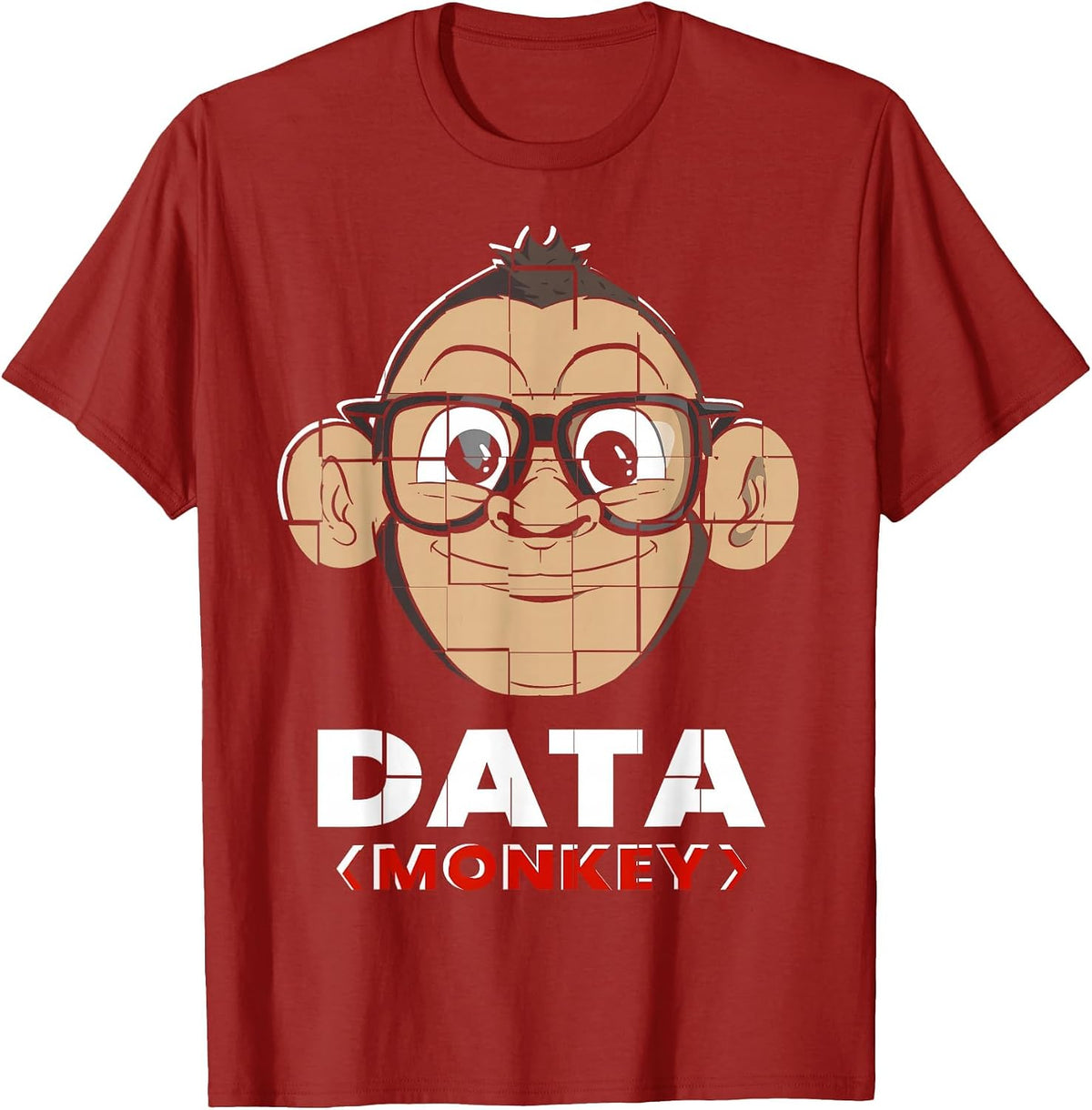 Data Monkey Data Evaluator Code Programmer T-Shirt - Cranberry Red