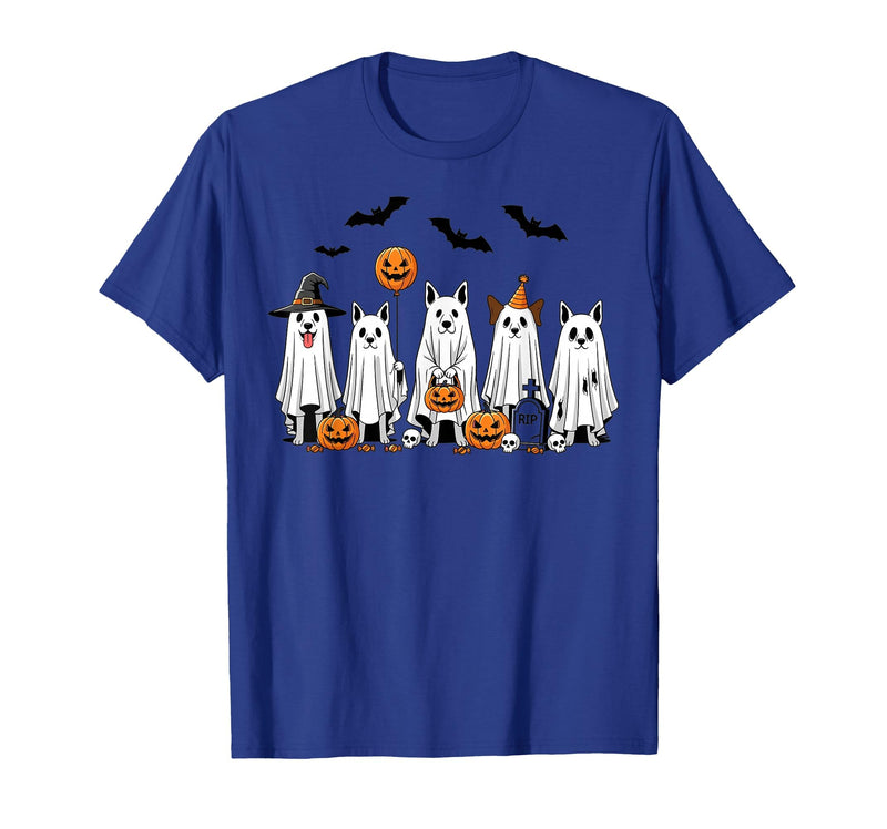 Spooky Dog Lovers Haunted Halloween Designs Halloween Ghost Dogs Pumpkin Candy Party Costume T-Shirt - Royal Blue