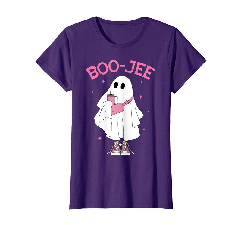 Spooky Season Ghost Halloween Boujee Boo-Jee Boo-JEE Spooky Season Ghost Pink Halloween Pumpkin Boujee T-Shirt - Purple