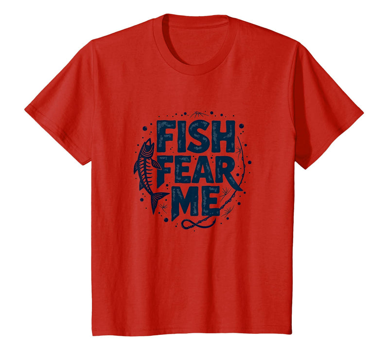 Mademark Fish Fear Me Funny Fishing for Men Angler Humor Quote T-Shirt - Red