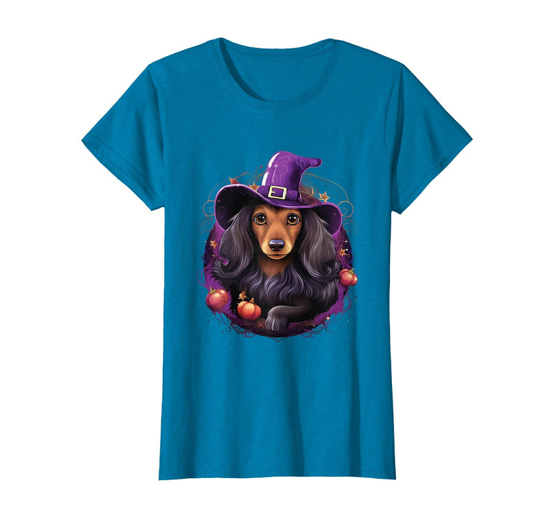 Dachshund Lovers Halloween Costume Cute Witch Funny Dachshund Halloween Costume Dog Lover T-Shirt - Sapphire Blue