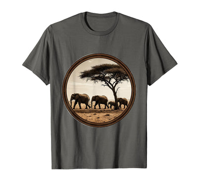 Mademark Elephant Herd Crossing Dusty Savanna Plains T-Shirt - Men