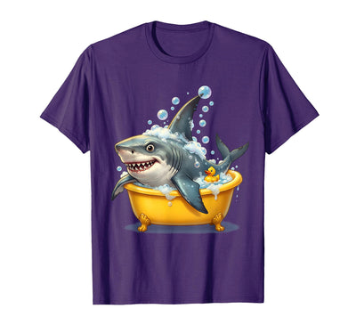 Shark in a Tiny Rubber Duck Bathtub Funny Art T-Shirt