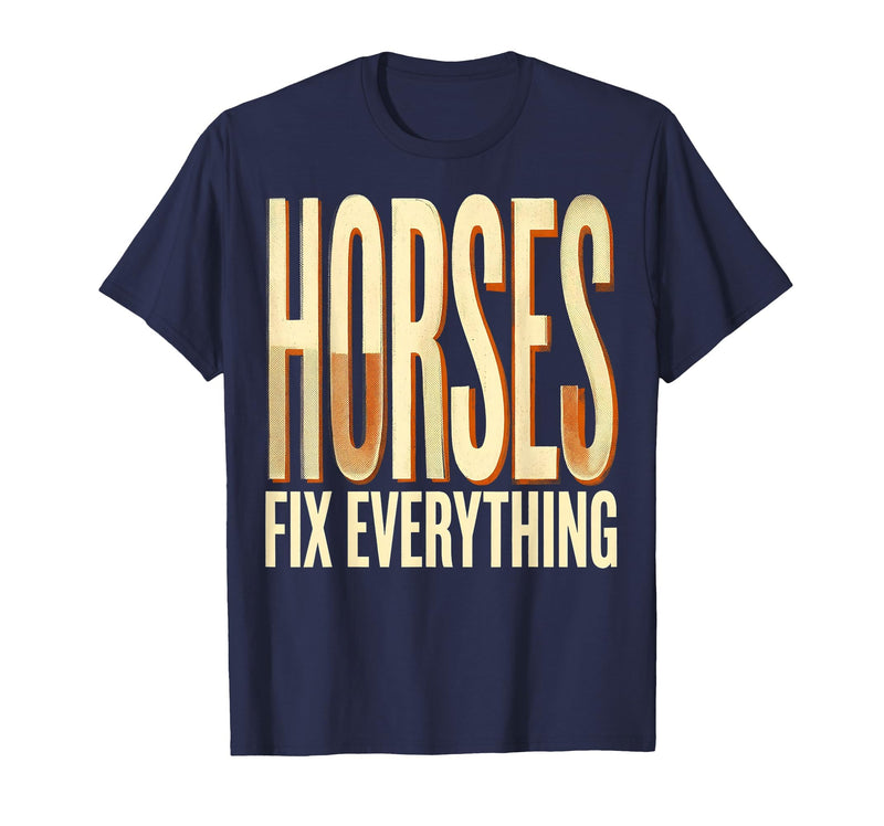 Mademark Horses Fix Everything Equestrian Design T-Shirt - Men - Navy Blue