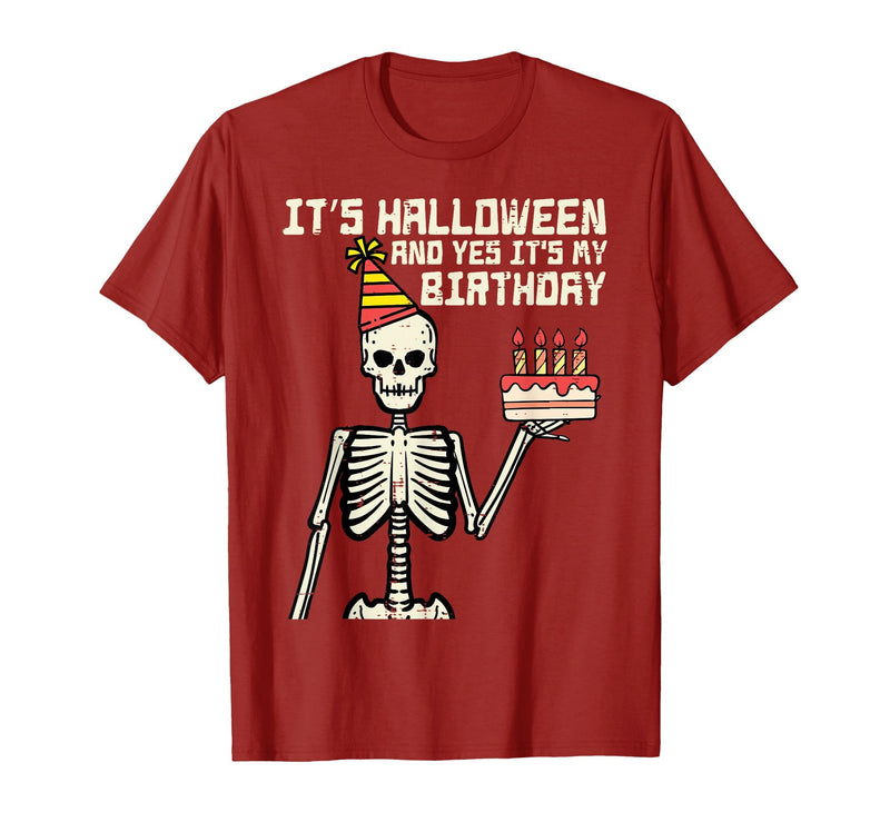 Halloween Shirts For Women Men Kids Boys Girls Its Halloween Yes My Birthday Skeleton Costume Men Women Kid T-Shirt -