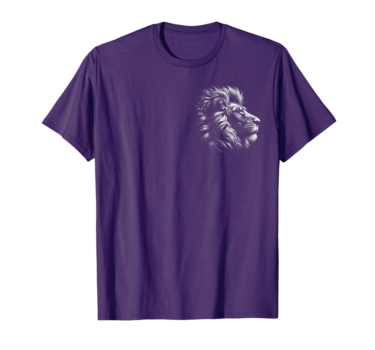 MyAnimal - Your Favourite Animal Wear Lion Head - Cool Portrait of a Proud Lion on Chest T-Shirt - Purple