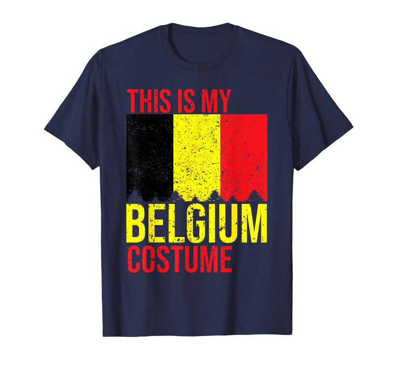 Funny Belgian Flag Halloween Vintage This is My Belgium Flag Costume for Halloween T-Shirt - Navy Blue