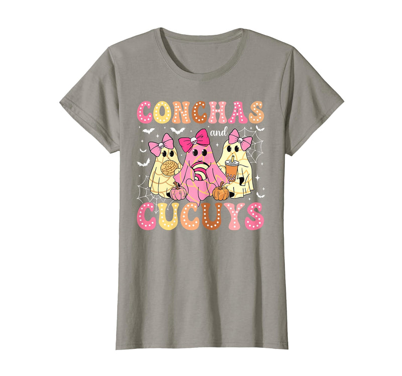 Funny Conchas and Cucuys Mexican Tees Halloween Cute Conchas and Cucuys Ghost Funny Halloween Mexican Ghost T-Shirt - Slate