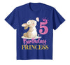 Kids 5th Birthday Rabbit Princess Girl Bunny 5 Years Old T-Shirt in Royal Blue