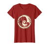 Mademark Elephant Mom and Baby Trunk Touch Illustration T-Shirt - Women - Cranberry Red