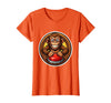 Mademark Monkey Pressing Big Red Button Funny Stupid Tee T-Shirt - Women - Orange