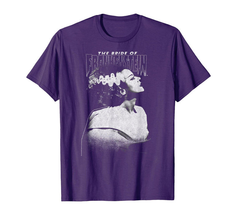 Universal Monsters Bride of Frankenstein Dark Portrait T-Shirt - Purple