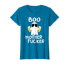 Vulgar Halloween Tee Shop Boo Motherfucker Funny Beer Drinking Ghost Adult Halloween T-Shirt - Sapphire Blue