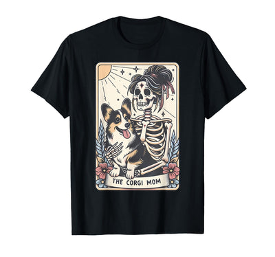 The Corgi Mom Tarot Card Halloween Women Men Kids Vintage The Corgi Mom Tarot Card Skeleton Spooky Halloween T-Shirt