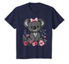 We Love Koalas - Kids Apparel Co. Koala Kawaii Koala Bear Pink Bow Flowers Girls Kids T-Shirt - Navy Blue