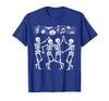 Dancing Skeletons Halloween Party Music Shirts Spooky Skeletons Symphony Halloween Dance Music Men Women T-Shirt - Royal Blue