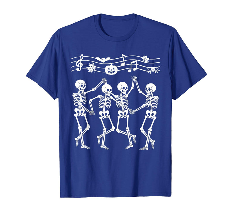 Dancing Skeletons Halloween Party Music Shirts Spooky Skeletons Symphony Halloween Dance Music Men Women T-Shirt - Royal Blue